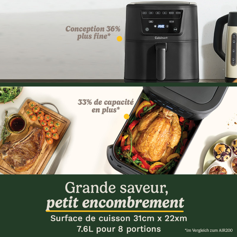 Friteuse sans huile à air chaud Compact Max 7,6L 2000W noir - CUISINART - AFS8OBLE