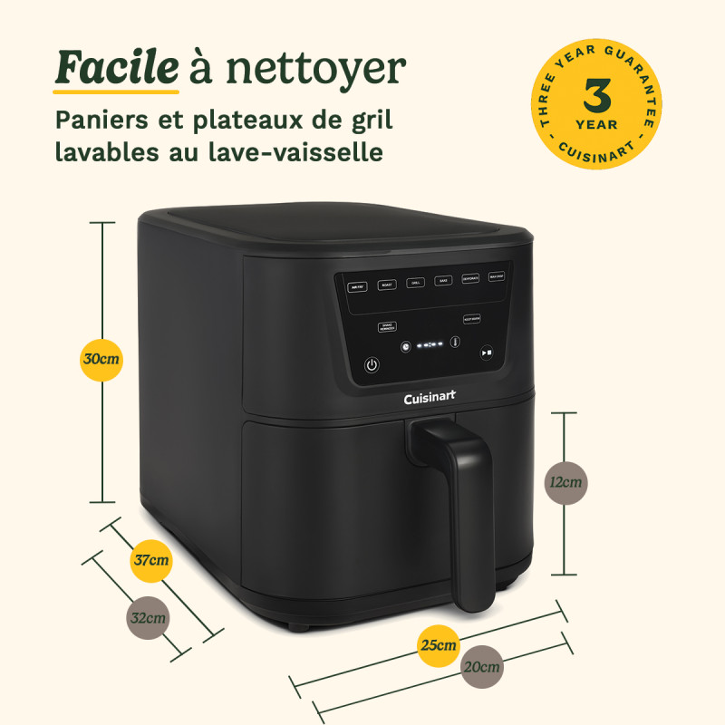 Friteuse sans huile à air chaud Compact Max 7,6L 2000W noir - CUISINART - AFS8OBLE