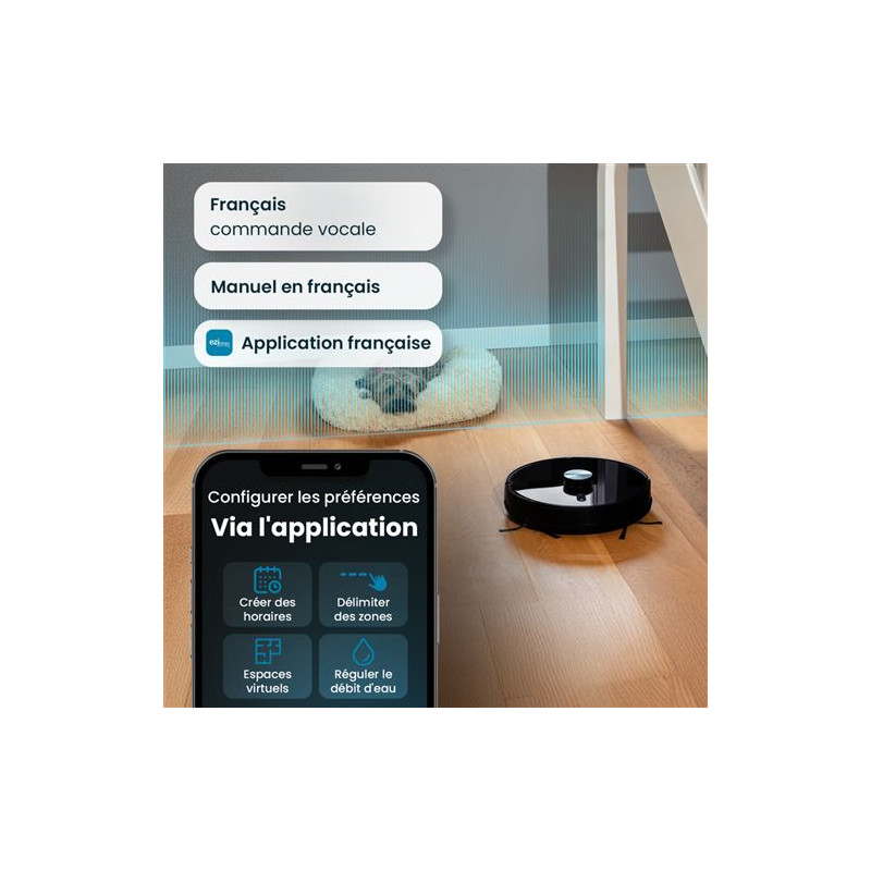Aspirateur robot laveur Eziclean avec base aspirante 40 W Noir - EZICLEAN - I-BOT Z7 SMART