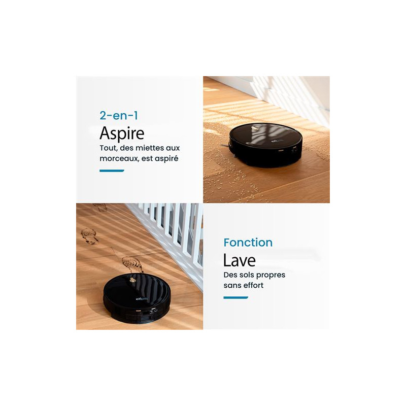 Aspirateur robot laveur Eziclean avec base aspirante 40 W Noir - EZICLEAN - I-BOT Z7 SMART