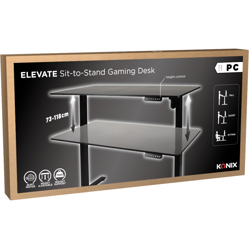 Bureau gaming Elevate assis debout - KONIX - 78449000016