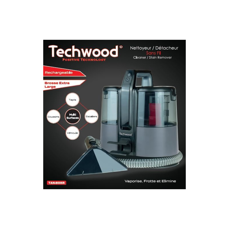 Nettoyeur détacheur sans fil gris - TECHWOOD - ASPITAN8006RTECH