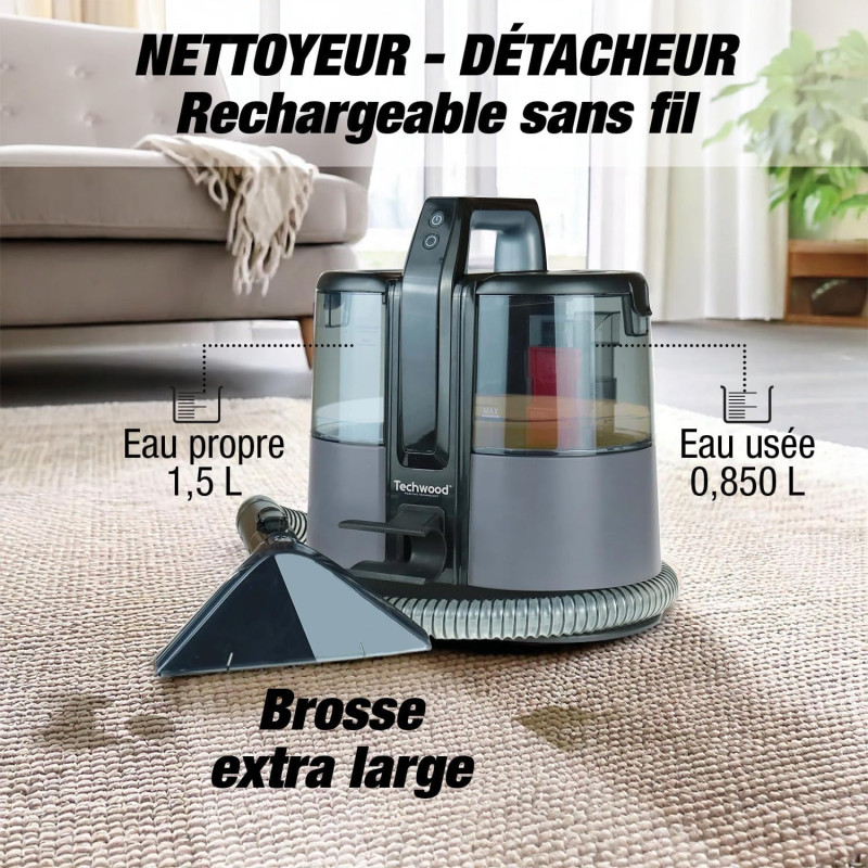Nettoyeur détacheur sans fil gris - TECHWOOD - ASPITAN8006RTECH