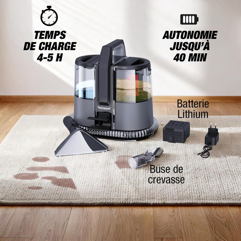 Nettoyeur détacheur sans fil gris - TECHWOOD - ASPITAN8006RTECH
