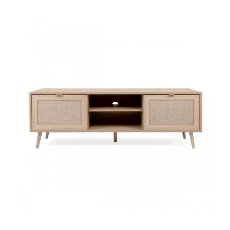 Meuble TV 2 portes L150 cm Bali impression rotin - CALICOSY - 13005133