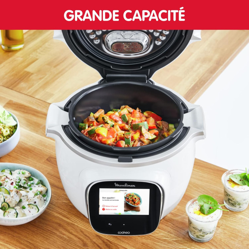 Multicuiseur intelligent Cookeo Touch 6L 1600W blanc - MOULINEX - CE901100