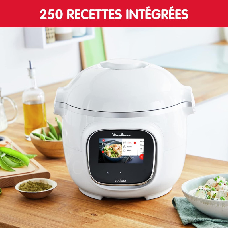 Multicuiseur intelligent Cookeo Touch 6L 1600W blanc - MOULINEX - CE901100