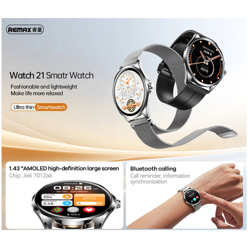 Montre connectée Ultra thin Watch 21 ARGENT2 - REMAX - REMWATCH21SIL