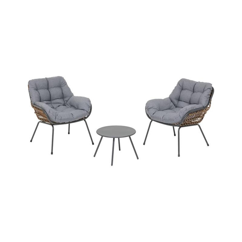Salon de jardin duo Paopao 2 places Gris graphite - HESPERIDE