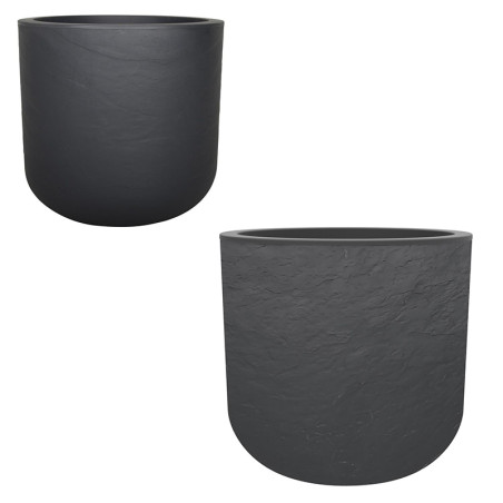 Set de 2 pots Volcania Up rond Gris anthracite