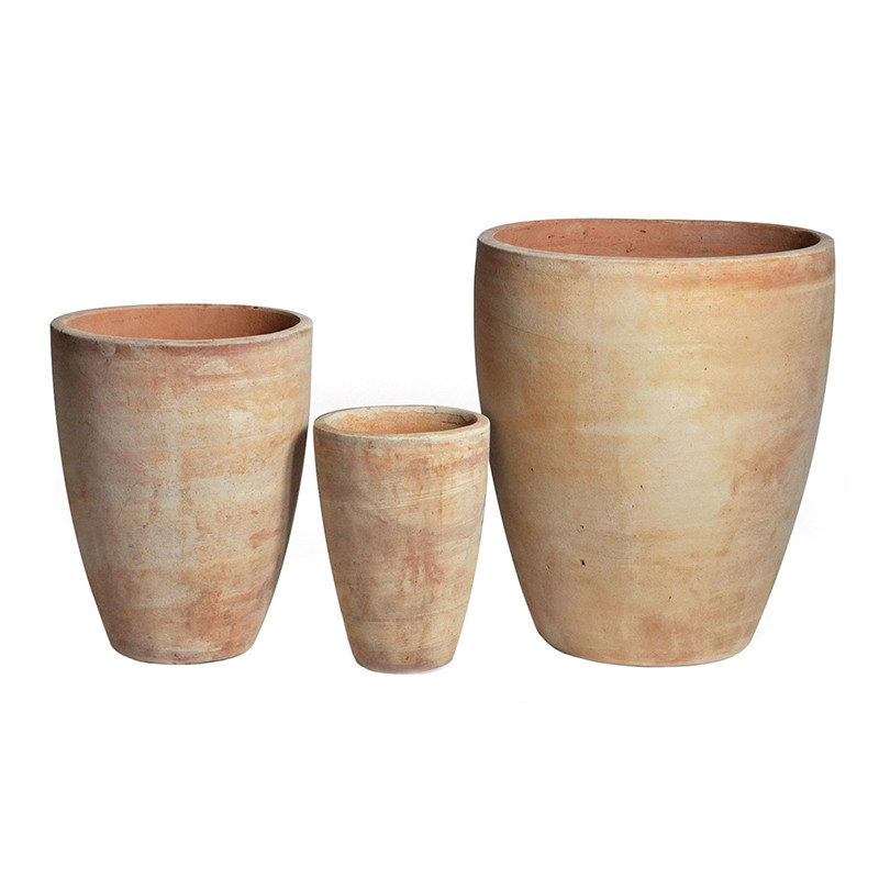 Pot de fleurs Egg Slim en terre cuite blanchie D33 x H41 cm - MEGA COLLECTIONS