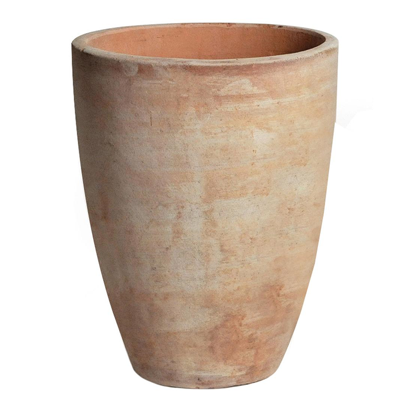 Pot de fleurs Egg Slim en terre cuite blanchie D33 x H41 cm - MEGA COLLECTIONS