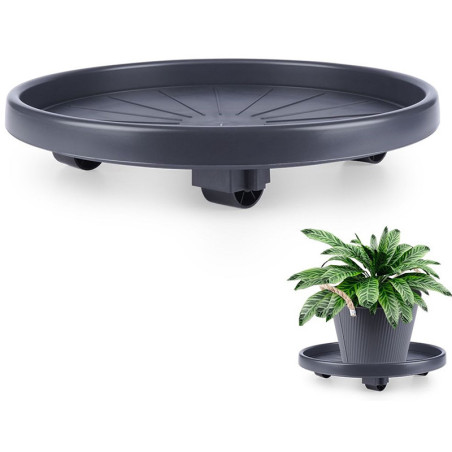 Chariot pour pot de fleurs rond D35 cm Gris foncé - PROGARDEN