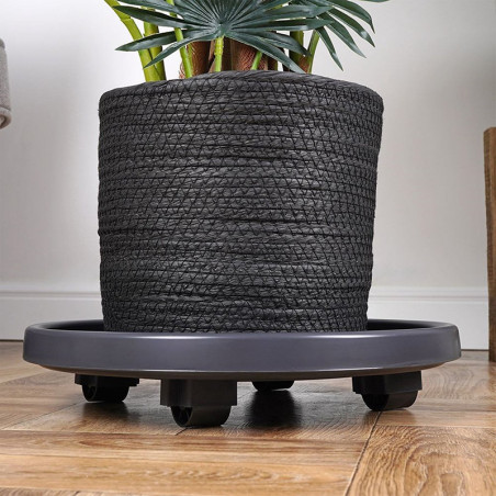 Chariot pour pot de fleurs rond D35 cm Gris foncé - PROGARDEN