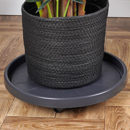 Chariot pour pot de fleurs rond D35 cm Gris foncé - PROGARDEN