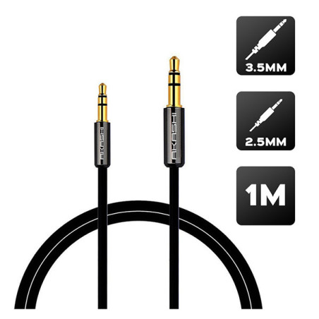 Câble Audio Jack 2.5/Jack 3.5 mm Noir - AKASHI - ALT23579 - 36005994 - Collab