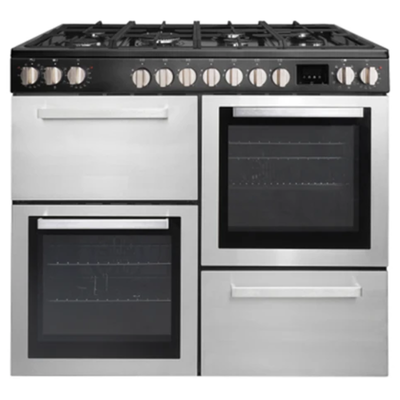 Cuisinière 7 brûleurs à gaz + 3 fours électrique Inox - DEROSSO - DR-1007G3FE-I