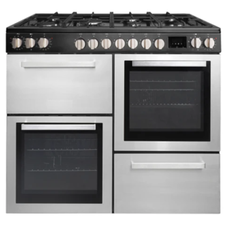 Cuisinière 7 brûleurs à gaz + 3 fours électrique Inox - DEROSSO - DR-1007G3FE-I