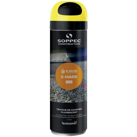 Traceur de chantier fluorescent S Mark 500ml Jaune - SOPPEC