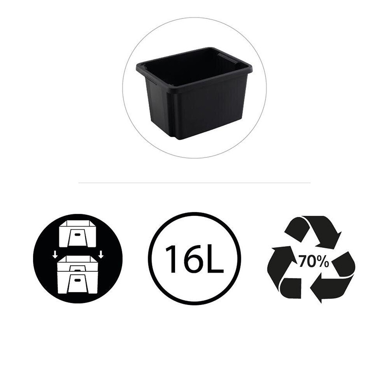 Bac de manutention empilable 16L Noir - SPACEO