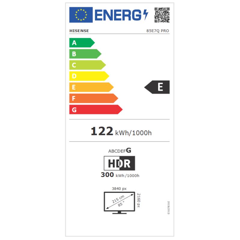 TV - QLED - HISENSE - 215 cm - 4K - 144Hz - Smart TV - 85E7QPRO