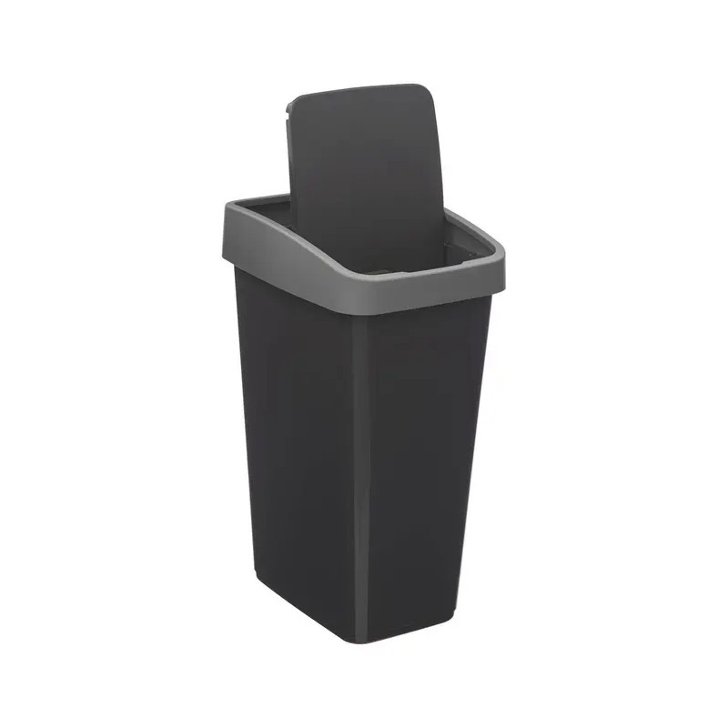 Poubelle rectangulaire à 2 ouvertures plastique 25L Gris - 5FIVE