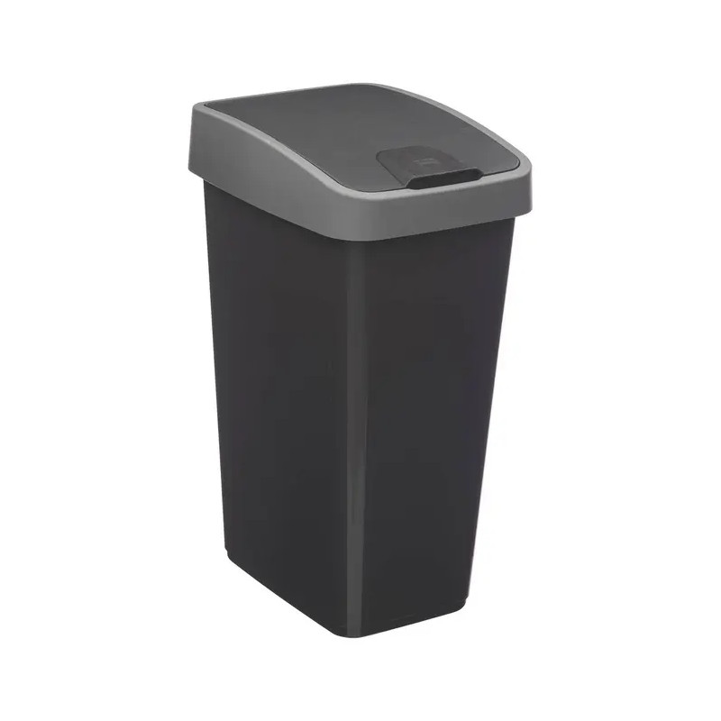 Poubelle rectangulaire à 2 ouvertures plastique 25L Gris - 5FIVE
