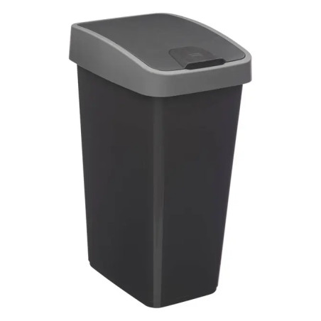 Poubelle rectangulaire à 2 ouvertures plastique 25L Gris - 5FIVE