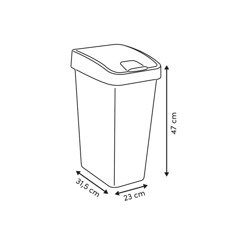 Poubelle rectangulaire à 2 ouvertures plastique 25L Gris - 5FIVE