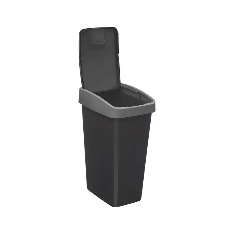 Poubelle rectangulaire à 2 ouvertures plastique 25L Gris - 5FIVE