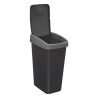 Poubelle rectangulaire à 2 ouvertures plastique 25L Gris - 5FIVE