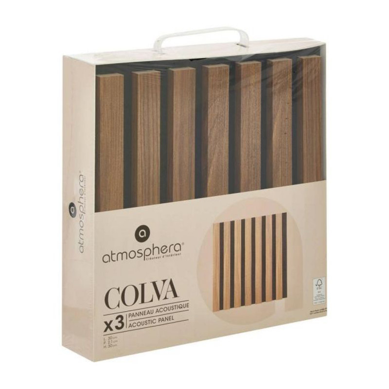 Panneaux décoratifs Colva effet Noyer 30x30 cm Marron/Noir - ATMOSPHERA