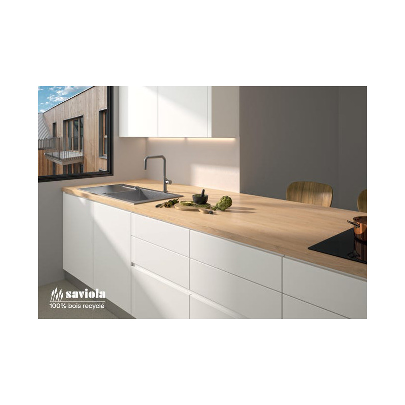 Plan de travail stratifié Classic 246×63,5×3,8 cm Chêne naturel