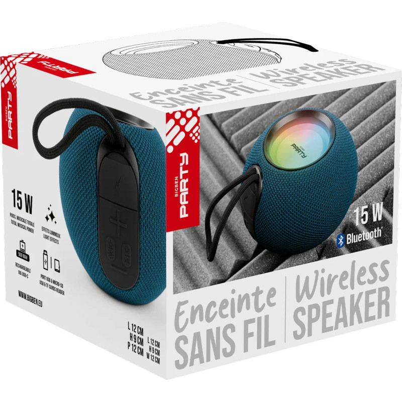 Enceinte lumineuse Party Ball bluetooth 15W bleue - BIGBEN - HPPARTYBTBALLBLBB