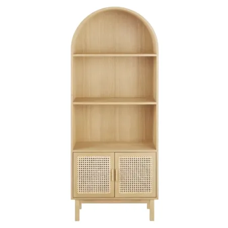 Canopy - Bibliothèque 2 portes 3 niches cannage rotin L70 - MAISONS DU MONDE