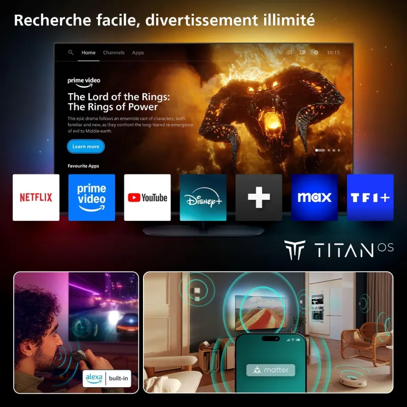 TV - QD MiniLED - PHILIPS - 139cm - 4K - 120Hz - Smart TV - 55MLED910/12