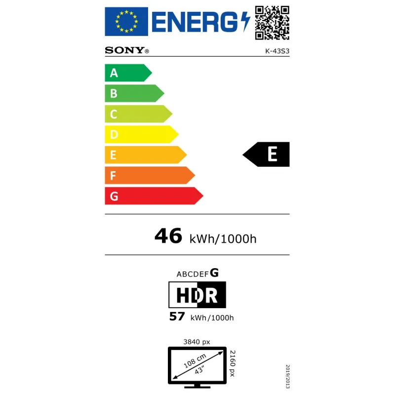 TV - LED - SONY - 108cm - 4K - 60Hz - Smart TV - K43S35BPCEI