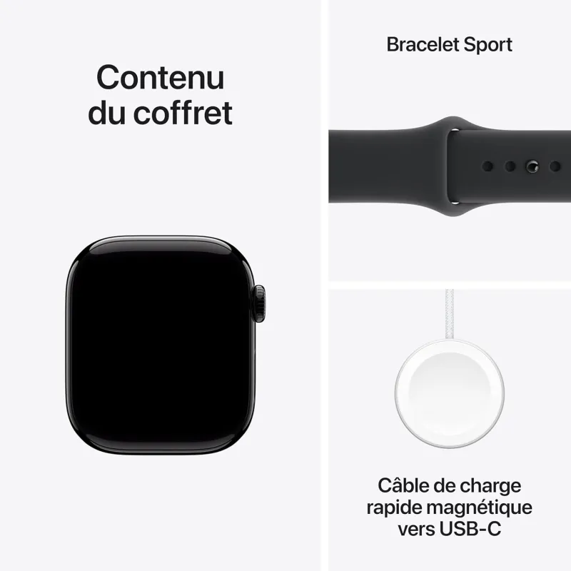 Apple Watch Series 11 GPS 42mm boîtier aluminium noir - APPLE - MEQT4ZR/A