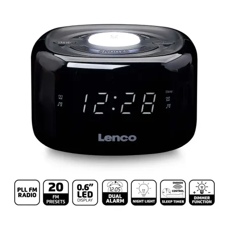 Radio réveil FM + veilleuse - LENCO - CR12BK