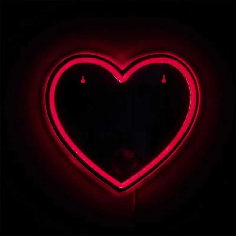 Miroir LED effet néon cœur 30 cm Rouge - PARIS PRIX