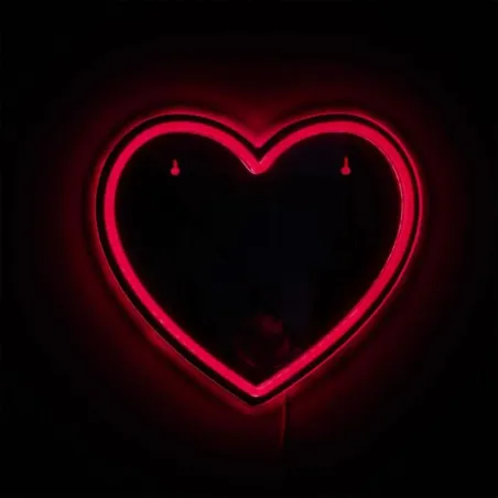 Miroir LED effet néon cœur 30 cm Rouge - PARIS PRIX