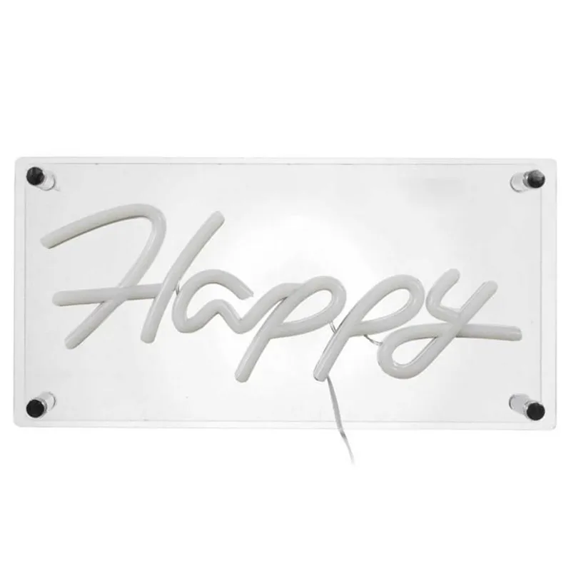 Lampe acrylique effet néon Happy Bleu - PARIS PRIX