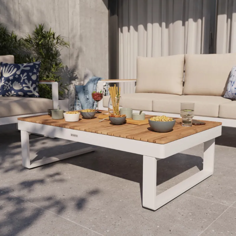 Table basse rectangulaire Persea 115 × 70 cm Blanc - NATERIAL