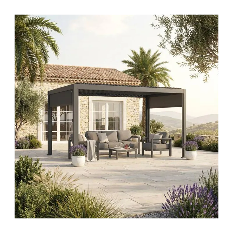 Pergola autoportante Evonis 4x3 m Gris - HESPERIDE