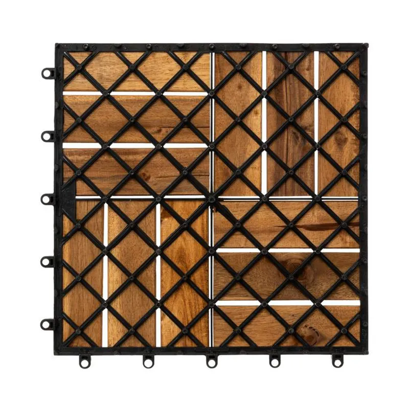 Lot de 9 dalles clipsables effet bois d’acacia 30x30 cm - HESPERIDE