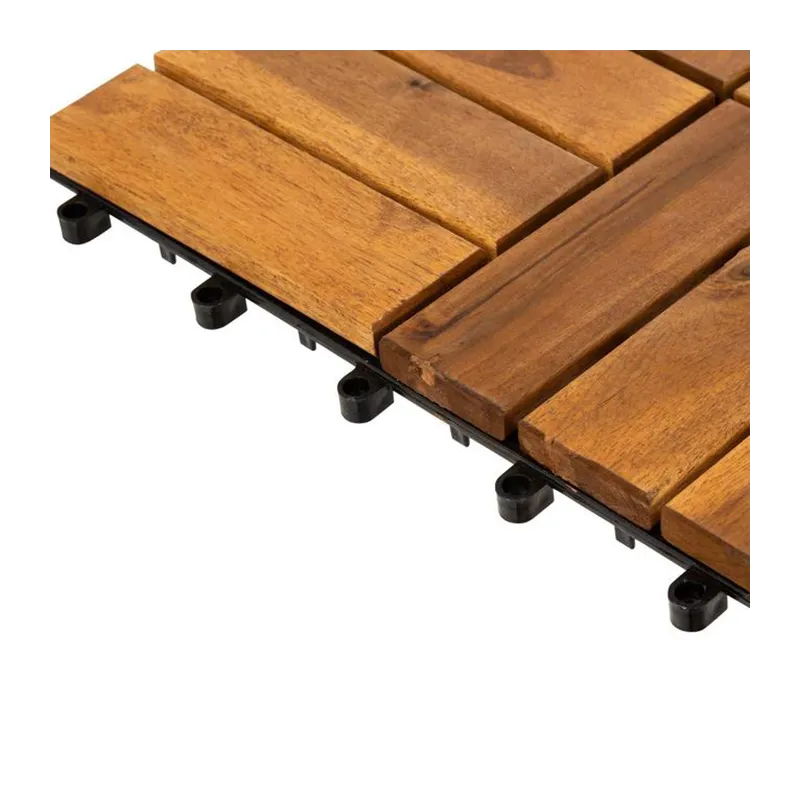 Lot de 9 dalles clipsables effet bois d’acacia 30x30 cm - HESPERIDE