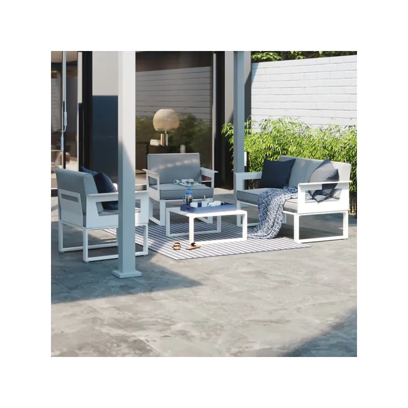 Salon de jardin Odyssea 4 places Blanc - NATERIAL