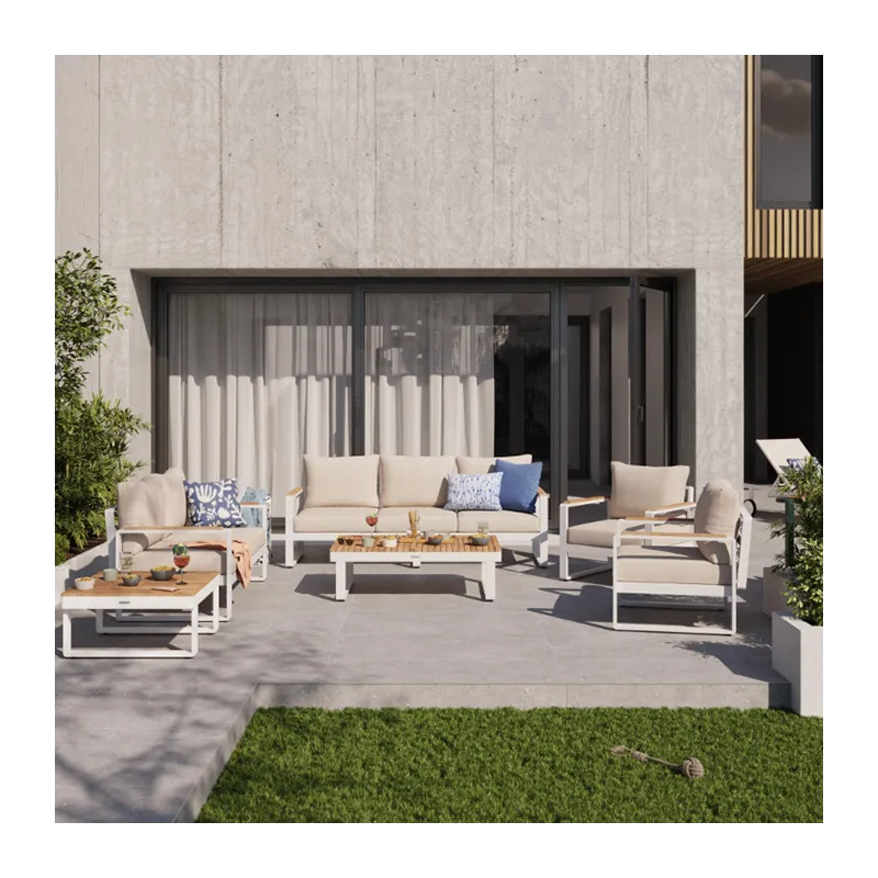 Canapé de jardin 2 places Persea Blanc/Beige - NATERIAL