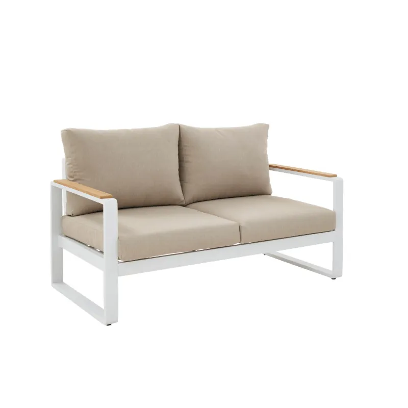 Canapé de jardin 2 places Persea Blanc/Beige - NATERIAL