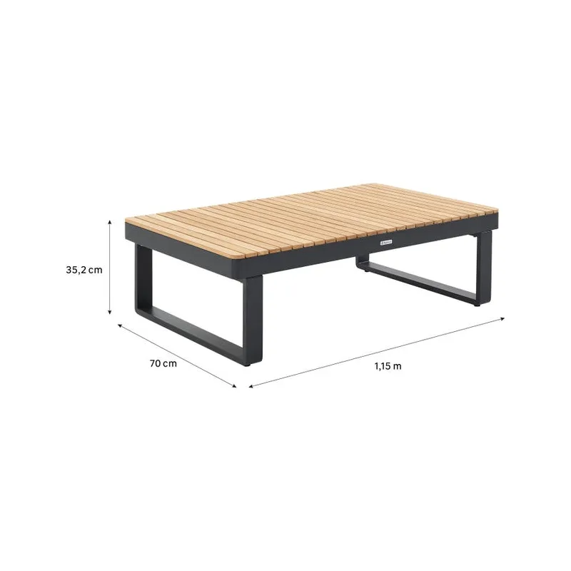 Table basse Persea 115×70 Gris - NATERIAL